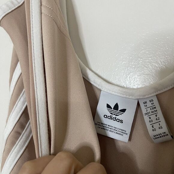 ADIDAS nude tan Scoop neck 3 stripes bodysuit size US Medium - Picture 2 of 9
